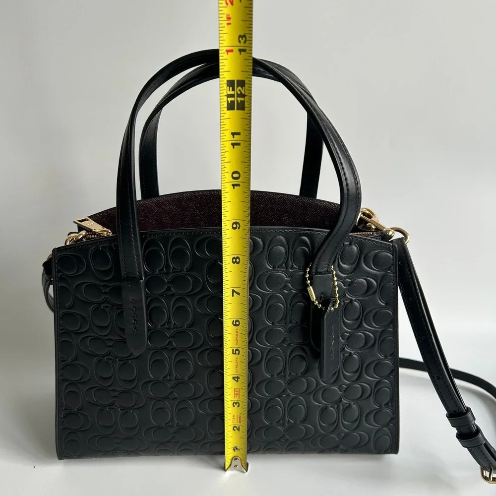 Coach Charlie Carryall 28 Black Signature Leather Shoulder Bag Excellent
